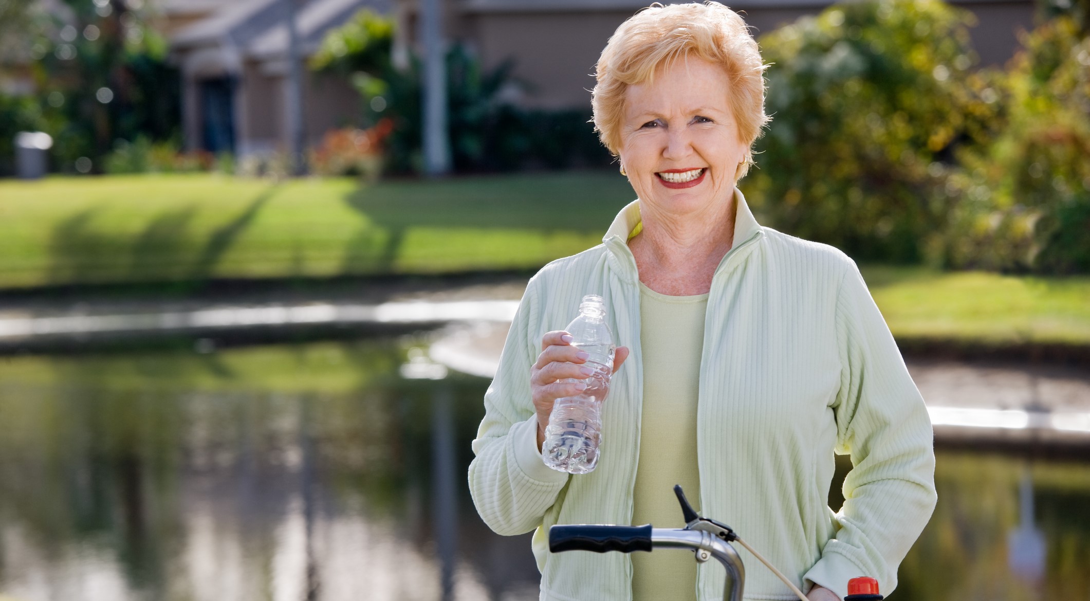 woman with water bottle